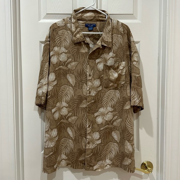Puritan Other - Puritan Aloha Shirt 3XL (54-56) Tan Hawaiian Button Front Island Short Sleeve